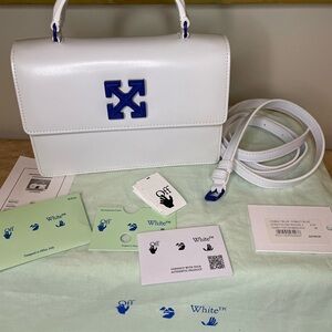 Off-White Jinty  1.4 2 way Top handle/ Crossbody Bag in White Leather NWT & COA